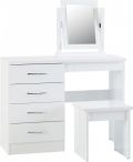 Nevada White Nevada 4 Drawer Dressing Table Set